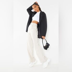 PrettyLittleThing Sage Blue High Rise Wide Leg Trousers NWT Size US 4